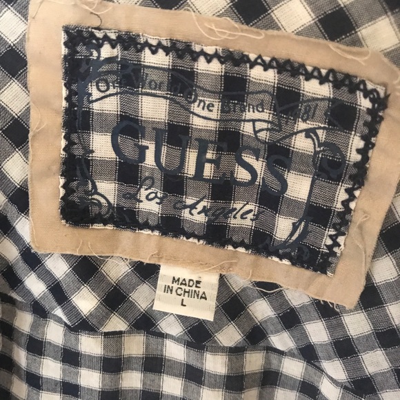 GUESS SNAP BUTTON CROP CHECKER TOP - Picture 3 of 3